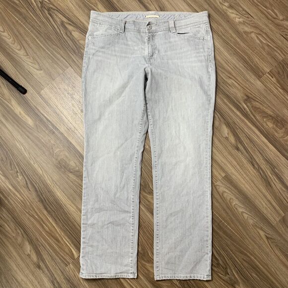 GAP Sz 16 Jeans Grey Straight Leg High Rise Flap Back Pockets Flat Front Women’s - Picture 2 of 11